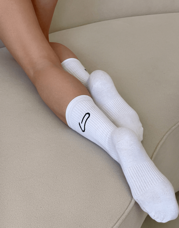 Шкарпетки логотип збоку, білі - Фото 3