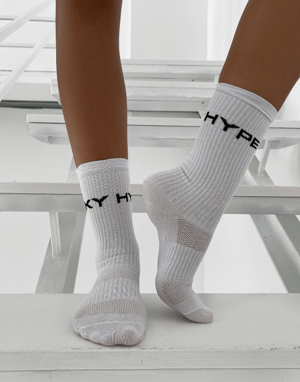 Шкарпетки з написом Rikky Hype по периметру, білі - Фото 1