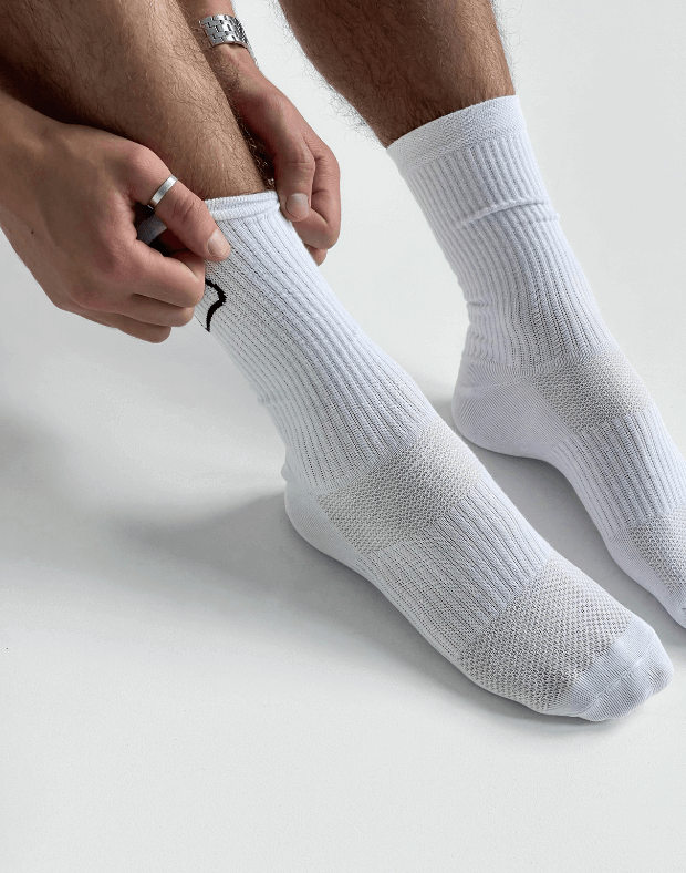 Шкарпетки чоловічі логотип збоку, білі - Фото 5