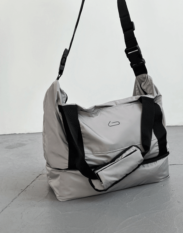 Спортивна сумка з відсіком під взуття, попелясто-сіра - Фото 1