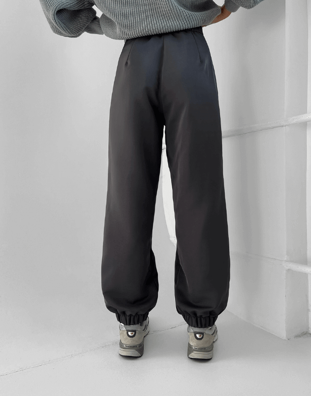 Текстильні брюки-джогери, графітові - Фото 2