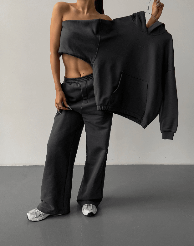 Комплект худі класичний та штани прямого крою, графіт - Фото 4