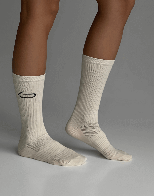 Шкарпетки логотип збоку, молочні - Фото 4