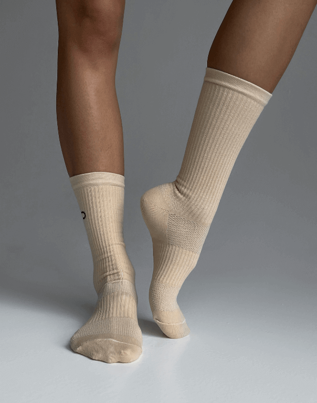 Шкарпетки логотип збоку, бежеві - Фото 5