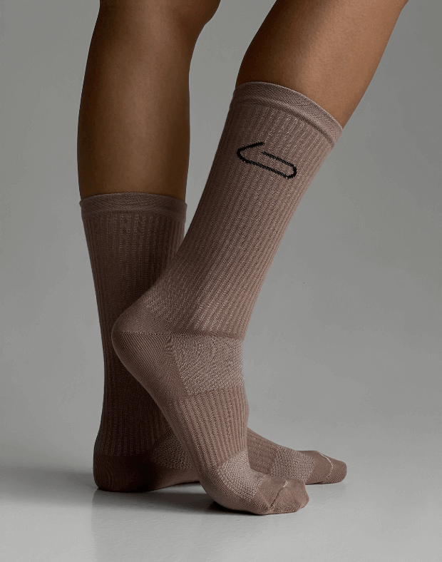 Шкарпетки логотип збоку, коричневі - Фото 2