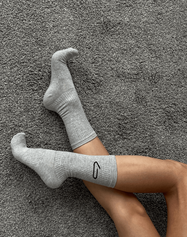 Шкарпетки логотип збоку, сірий меланж  - Фото 2