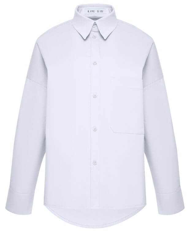 Базова сорочка подовжена по спині з лого, біла - Фото 7