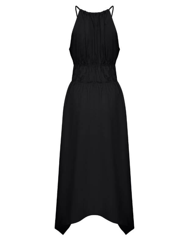Сукня довжини максі зі зборками, чорна - Фото 8