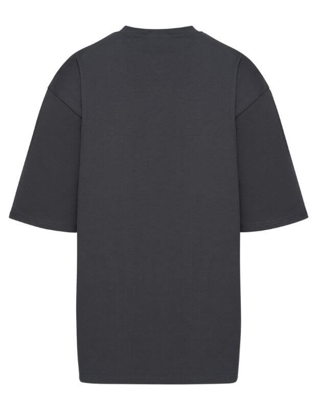 T-shirt oversize wykonany z super gęstej bawełny, grafit - Фото 8