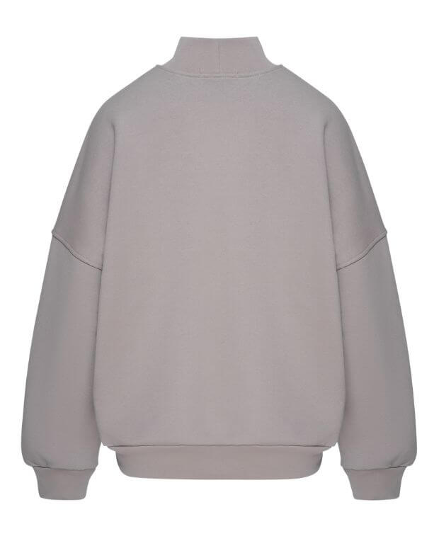 Світшот оверсайз із коміром, сіро-фіолетовий - Фото 8