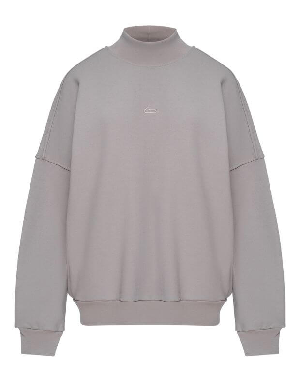 Світшот оверсайз із коміром, сіро-фіолетовий - Фото 7