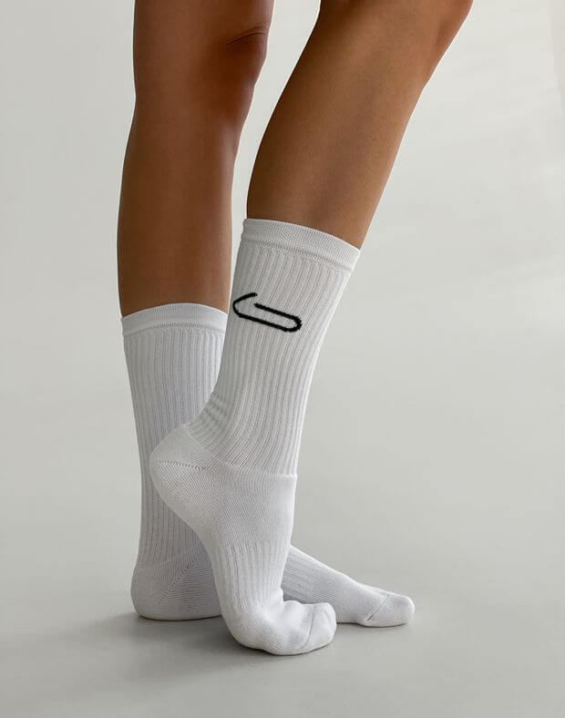 Шкарпетки осінні жіночі з логотипом, білі - Фото 2