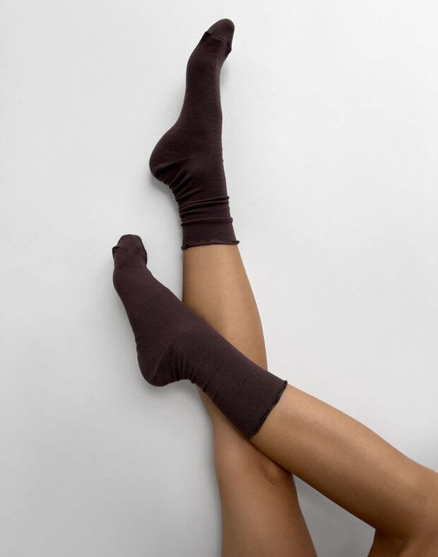 Шкарпетки з рюшами, коричневі - Фото 4