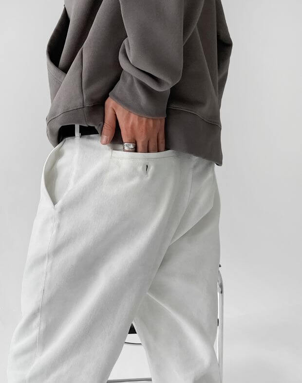 Базові текстильні штани чоловічі, молочні - Фото 5