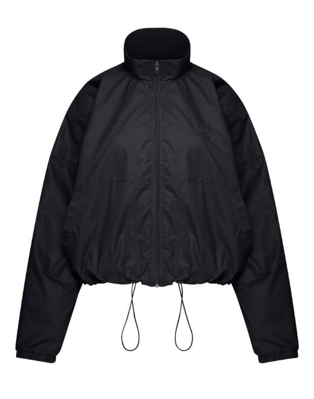 Вкорочена куртка з плащової тканини із затяжками, чорна - Фото 7