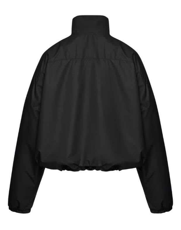 Вкорочена куртка з плащової тканини із затяжками, чорна - Фото 8
