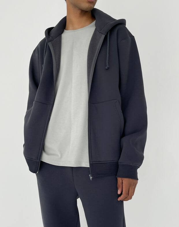 Кофта чоловіча на блискавці з тканини з начосом, темний графіт