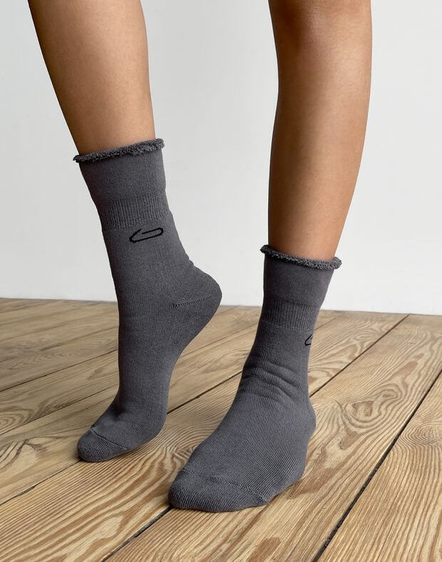 Шкарпетки махрові з логотипом, графіт - Фото 1
