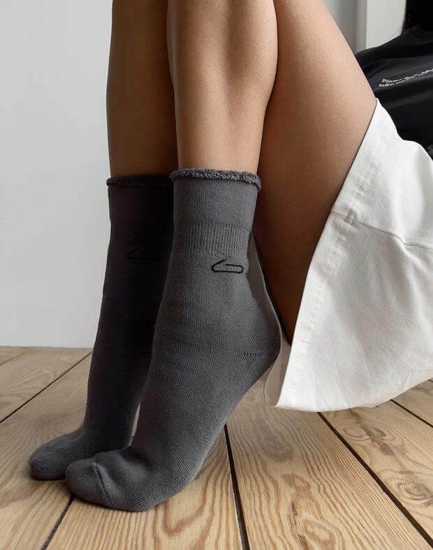 Шкарпетки махрові з логотипом, графіт - Фото 7