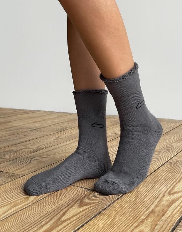 Шкарпетки махрові з логотипом, графіт - Фото 6