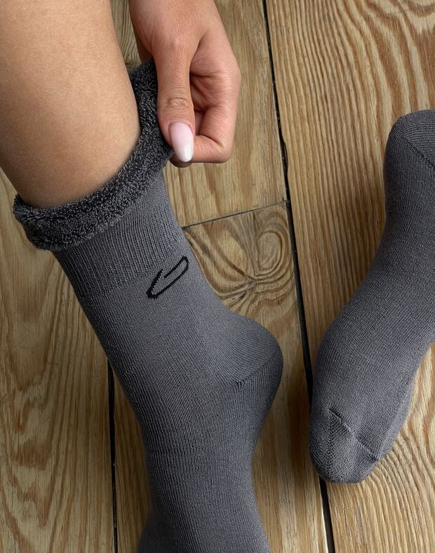 Шкарпетки махрові з логотипом, графіт - Фото 5