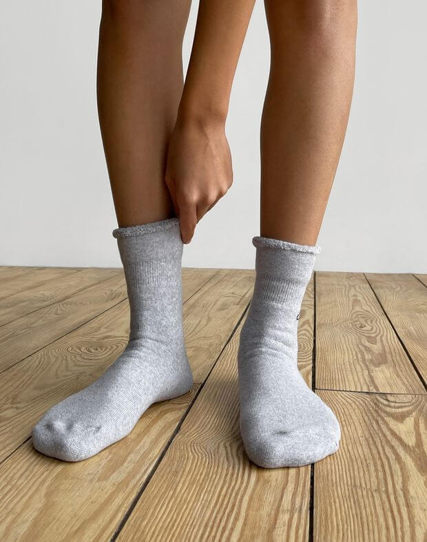 Шкарпетки махрові з логотипом, сірий меланж  - Фото 5