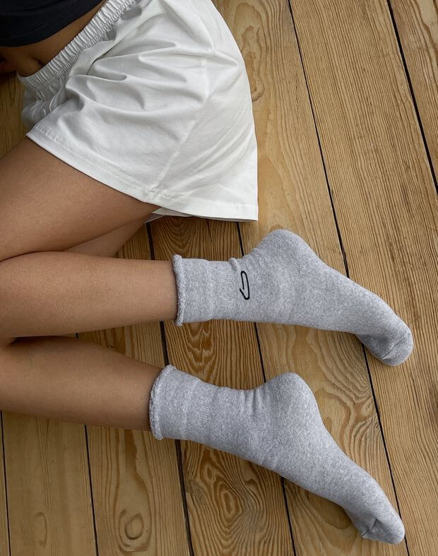 Шкарпетки махрові з логотипом, сірий меланж  - Фото 6