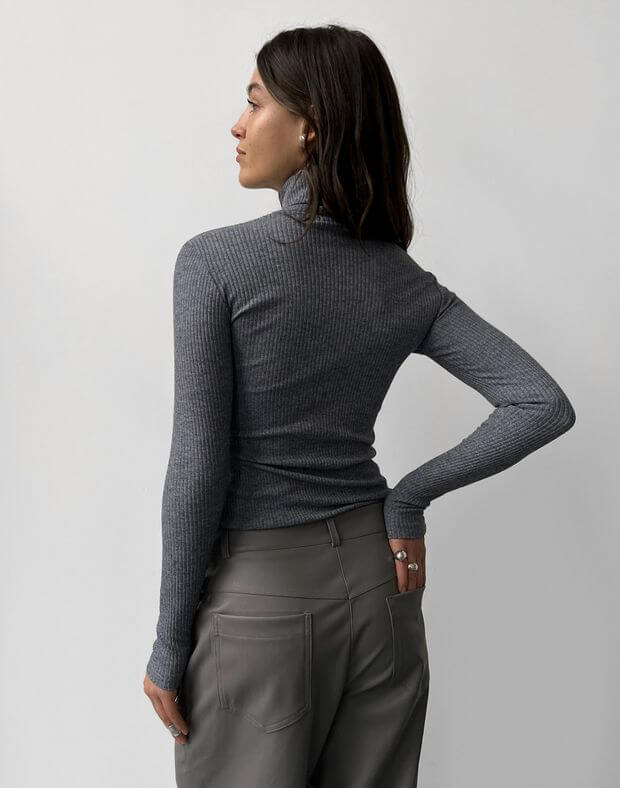 Podstawowy golf w kratkę, szary melanż - Фото 2