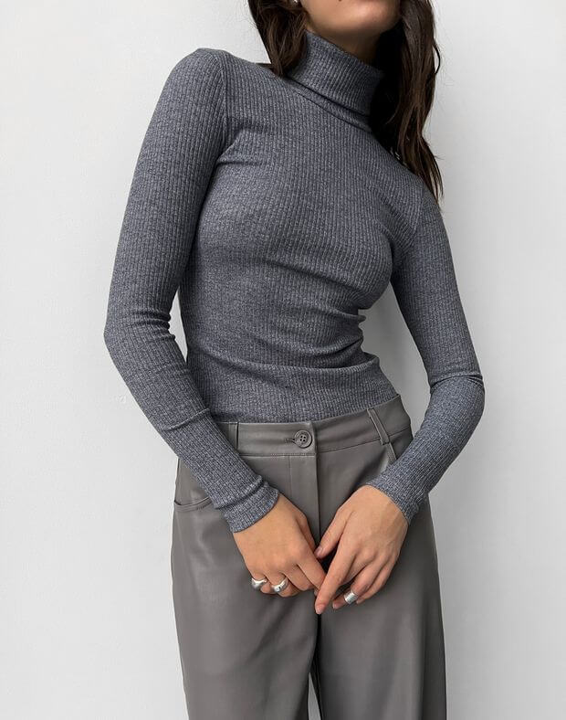 Podstawowy golf w kratkę, szary melanż - Фото 1