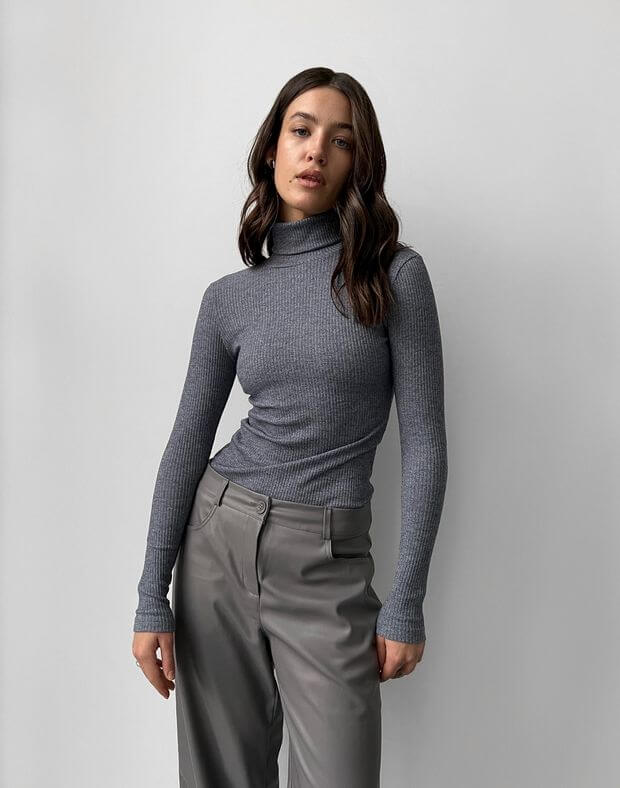 Podstawowy golf w kratkę, szary melanż - Фото 3