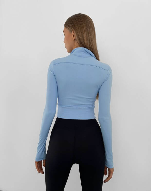 Рашгард стандартної довжини з блискавкою в рубчик, блакитний - Фото 2