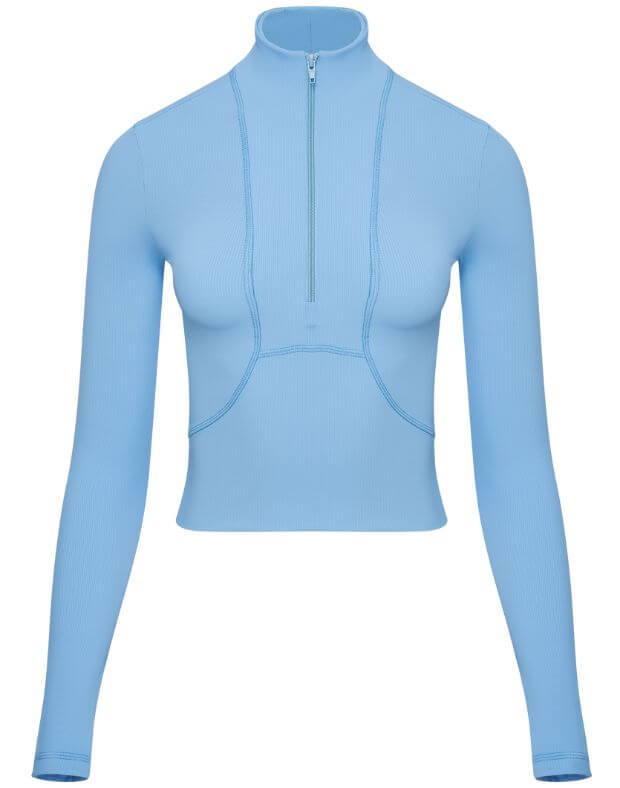 Рашгард стандартної довжини з блискавкою в рубчик, блакитний - Фото 7