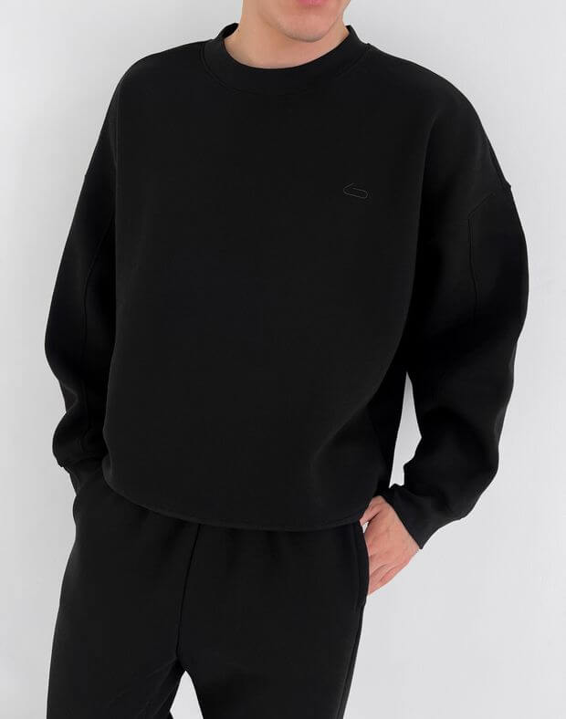 Męska zimowa bluza super oversize wykonana z materiału w nachosy, czarny - Фото 5