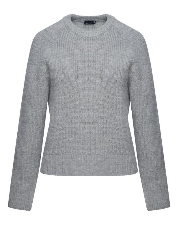 Wełniany sweter basic o klasycznym kroju, jasnoszary - Фото 7