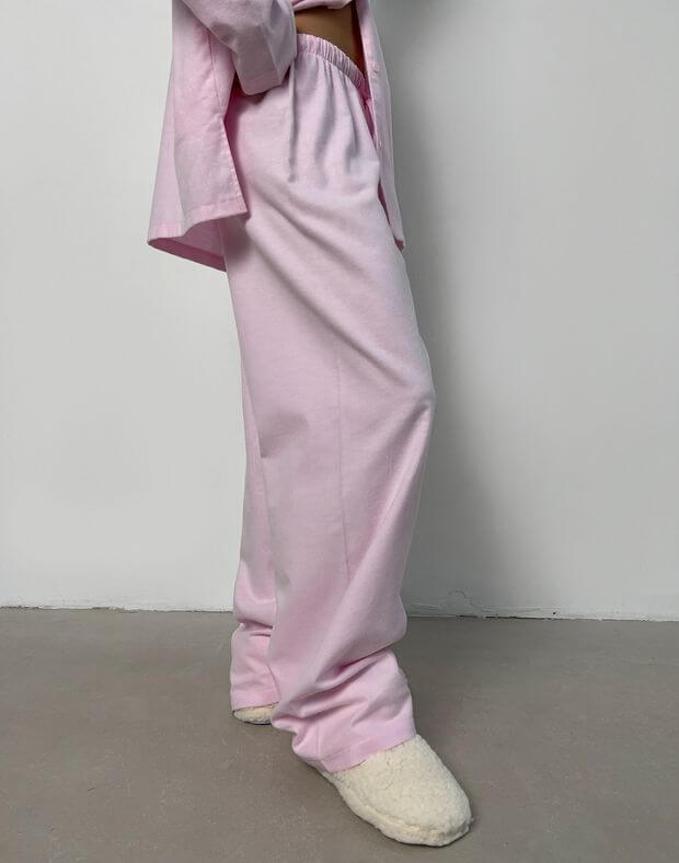 Штани піжамні байкові, рожеві - Фото 5