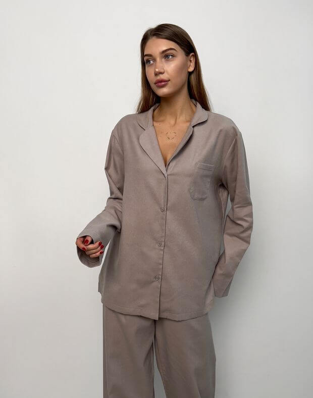 Bajkowa koszula od piżamy z długim rękawem, szaro-kawowy - Фото 4