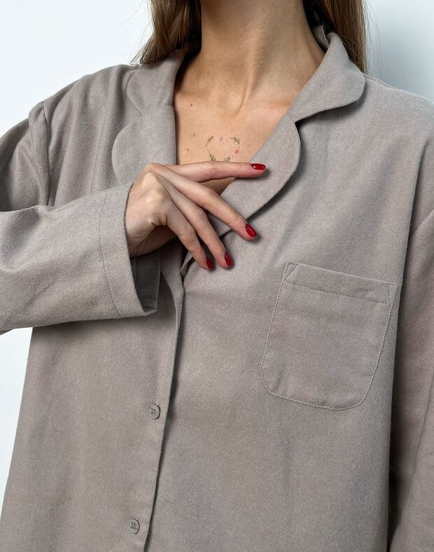 Bajkowa koszula od piżamy z długim rękawem, szaro-kawowy - Фото 5