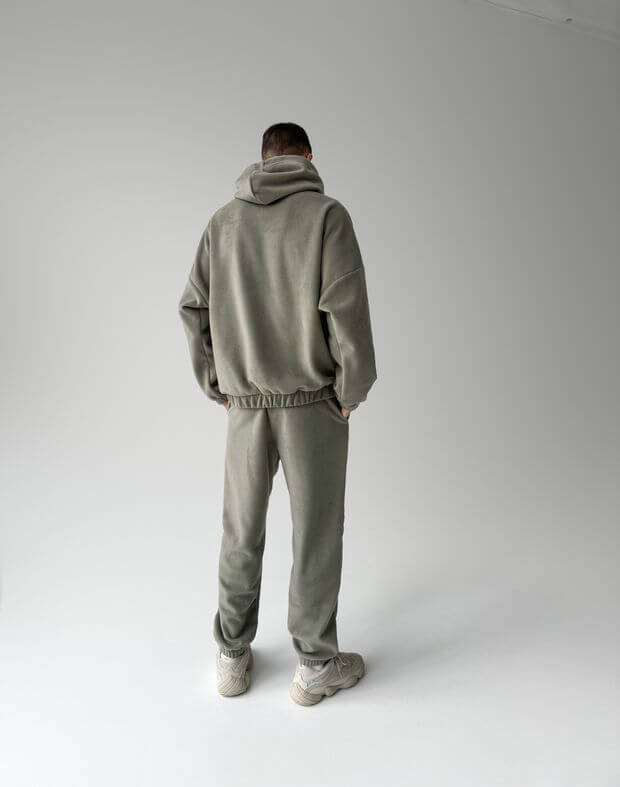 Комплект чоловічий худі оверсайз та джогери базові флісові, димчатий сірий - Фото 2