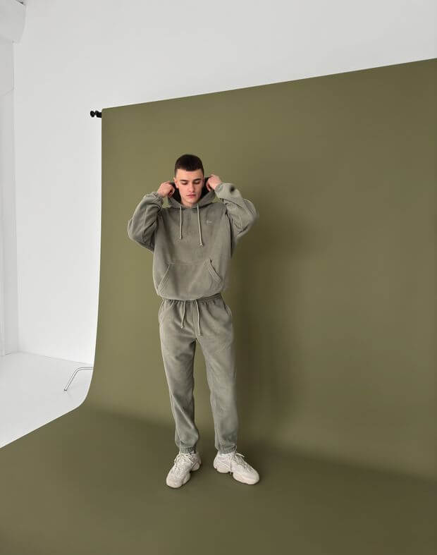 Комплект чоловічий худі оверсайз та джогери базові флісові, димчатий сірий - Фото 7