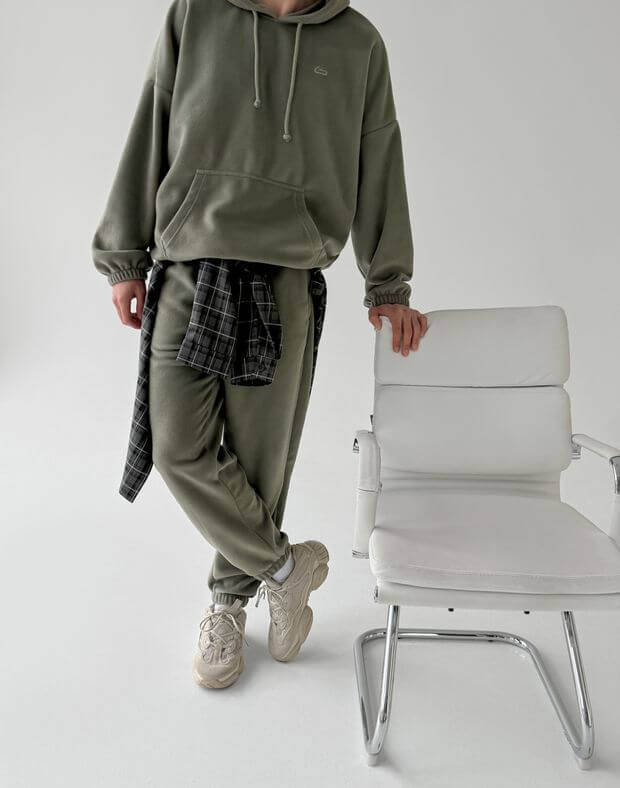 Комплект чоловічий худі оверсайз та джогери базові флісові, димчатий сірий - Фото 6