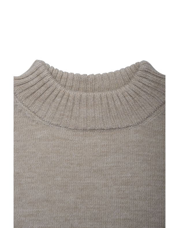 Sweter oversize o gładkiej fakturze, kawowy - Фото 8