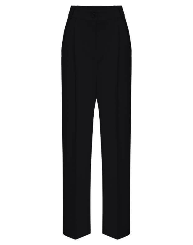 Spodnie basic, jednokolorowe, ze średnim stanem, czarny - Фото 6