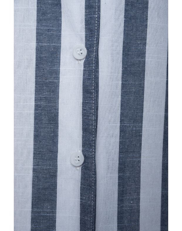Піжамна сорочка вільного крою, біла в синю смужку - Фото 8