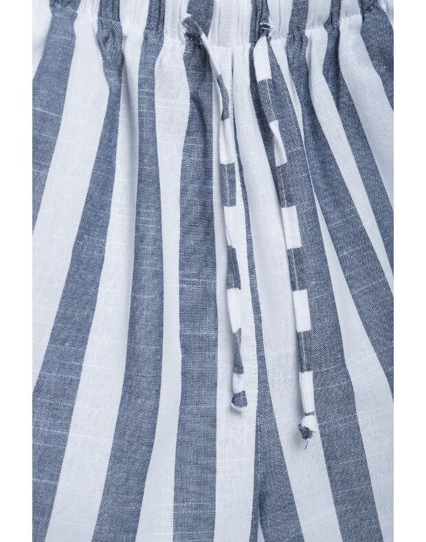 Штани піжамні вільного крою, білі в синю смужку - Фото 8
