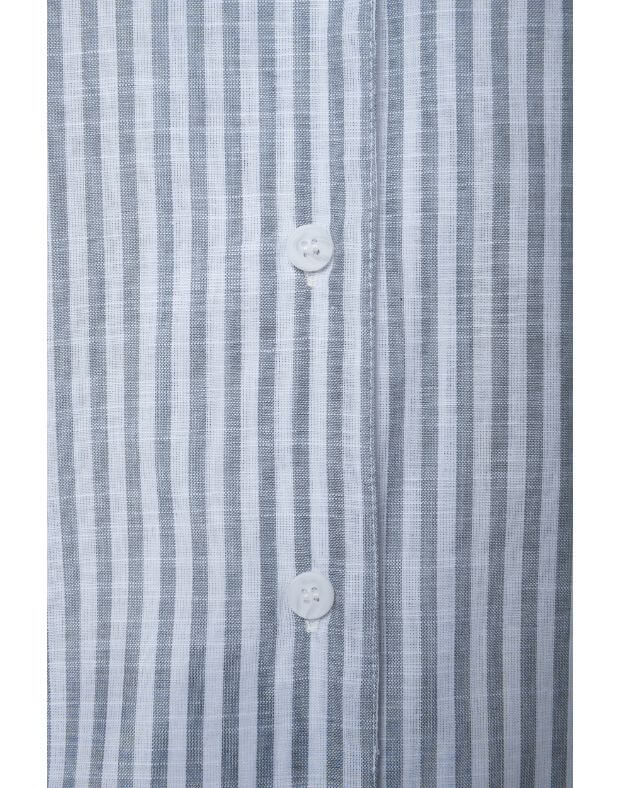Піжамна сорочка вільного крою, біла в сіру смужку - Фото 8