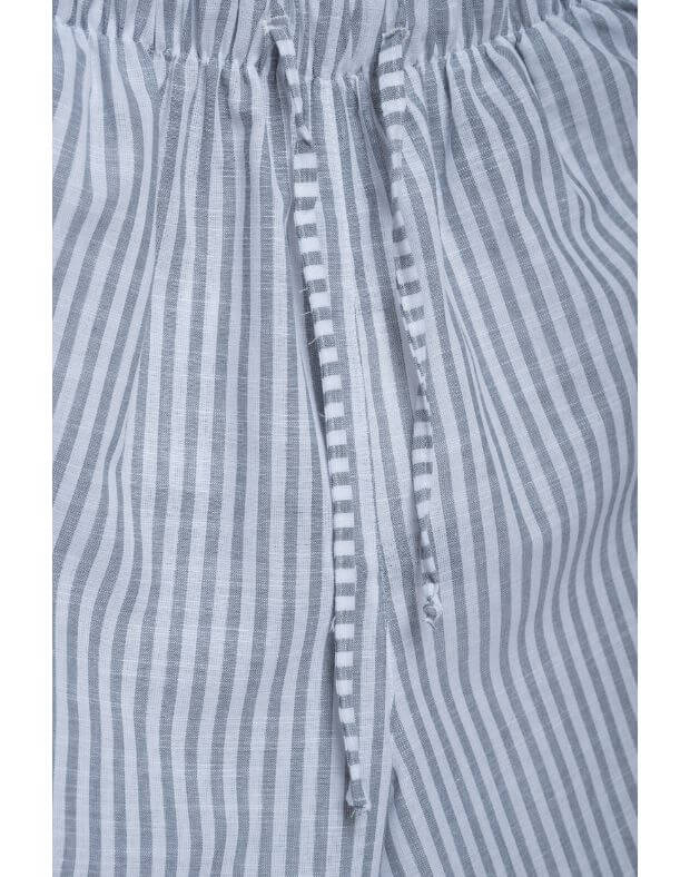 Штани піжамні вільного крою, білі в сіру смужку - Фото 8