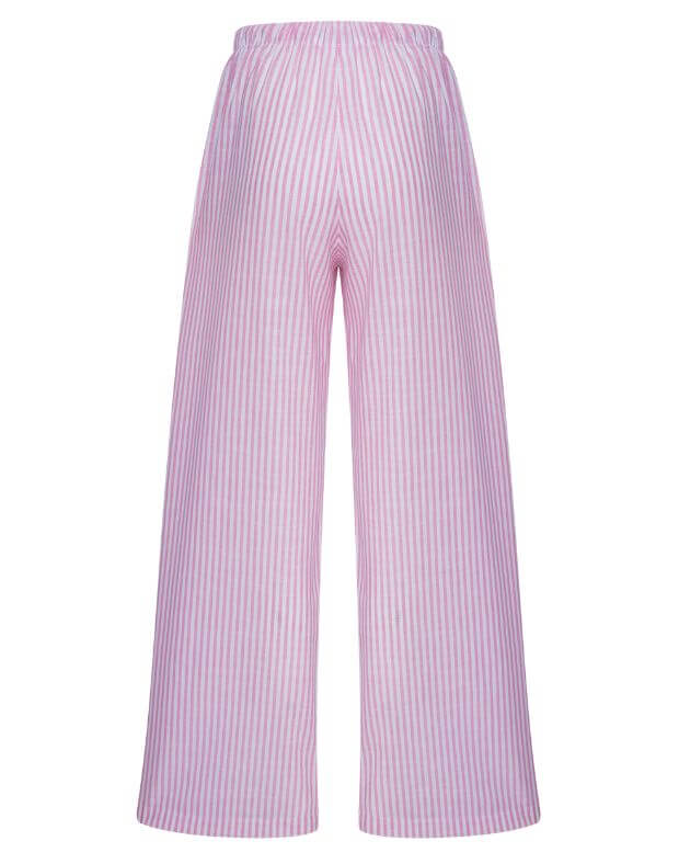Штани піжамні вільного крою, білі в рожеву смужку - Фото 7