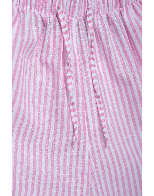 Штани піжамні вільного крою, білі в рожеву смужку - Фото 8