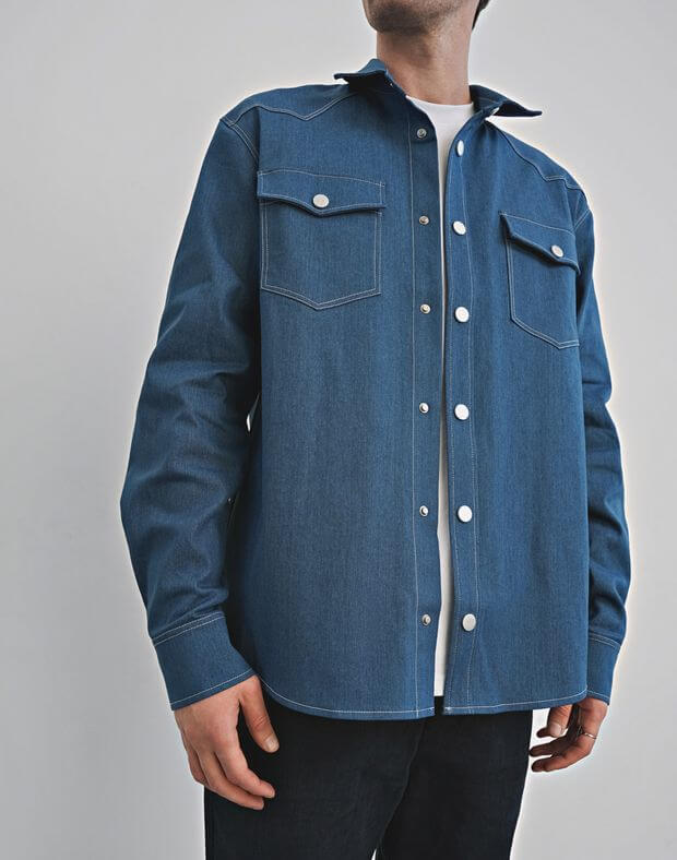 Сорочка чоловіча джинсова, блакитна - Фото 1