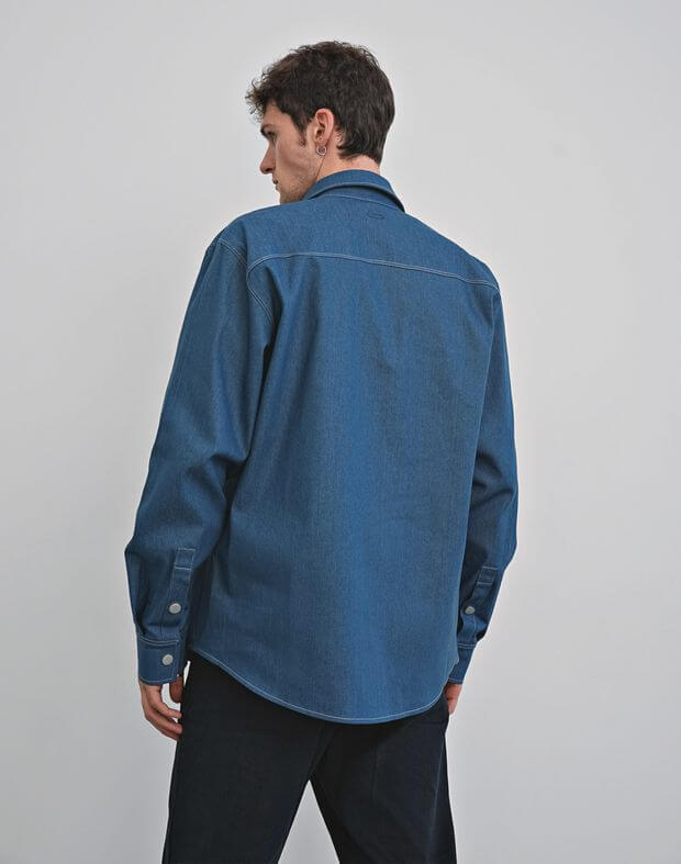 Męska koszula dżinsowa, błękitny - Фото 2